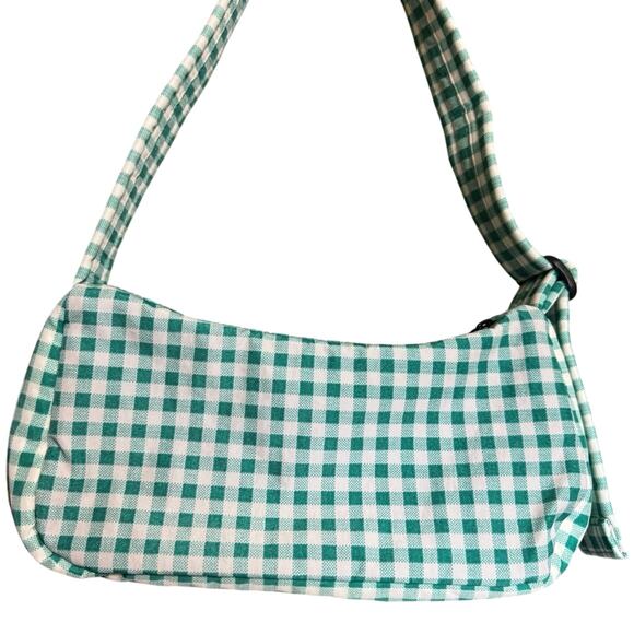 Baggu NWOT Cargo Shoulder Bag In Gingham Green White - Picture 9 of 11